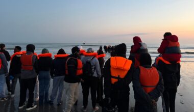 Migrants in Dunkirk, France, preparing to cross the English Channel