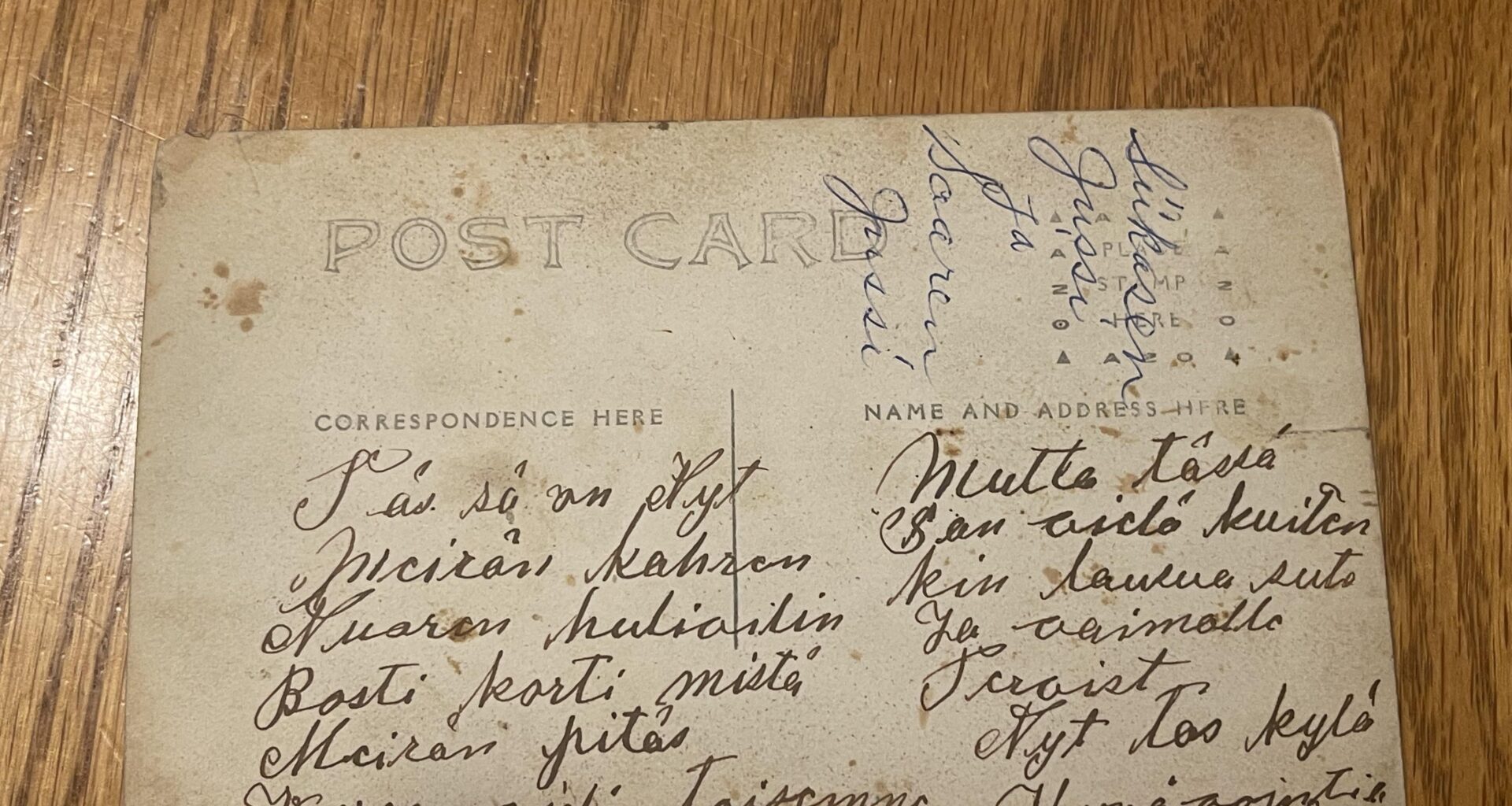 Old post card translation