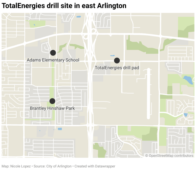 TotalEnergies drill site in east Arlington (Locator map)