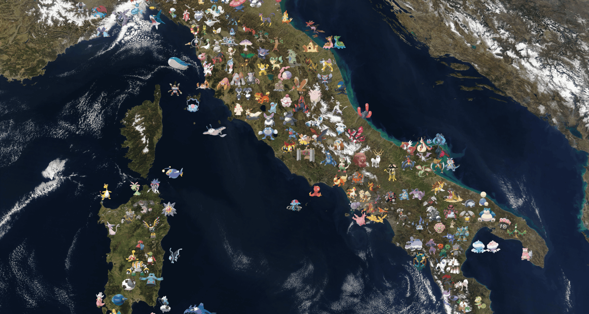Se l'Italia fosse una regione Pokémon (Ho provato a immaginare la distribuzione della maggior parte dei pokémon sul territorio Italiano.. c'è qualche Easter Egg)