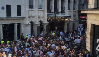 What's happening here (outside Palladium theatre)?