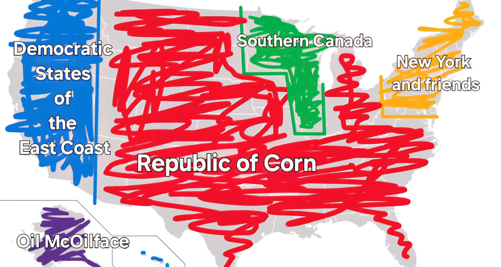 Since the USA is so divided here's my proposal for a 5 state solution.