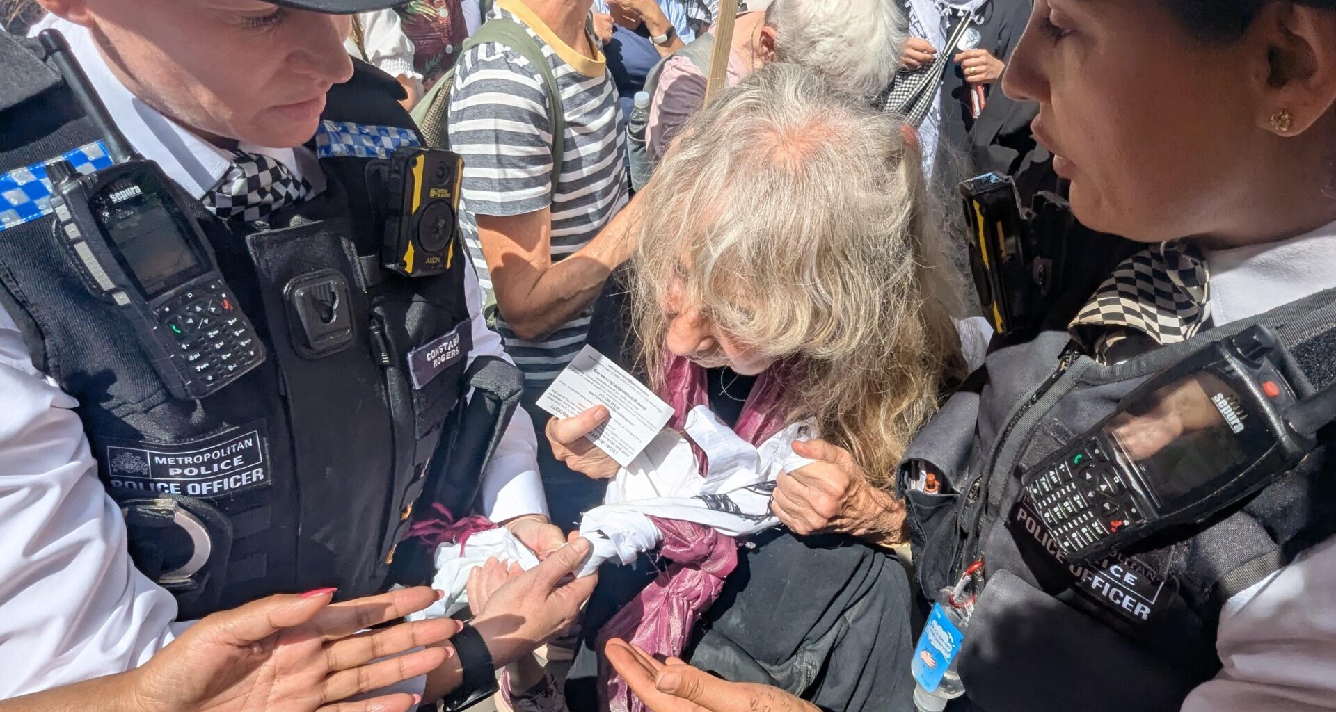 [OC] An 80 year-old woman being arrested on terrorism charges in London today