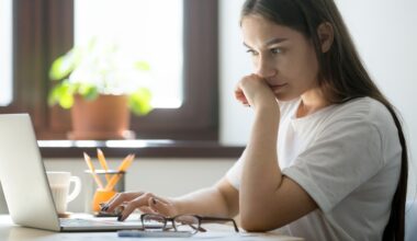 Concerned female thinking of problem solution stock photo