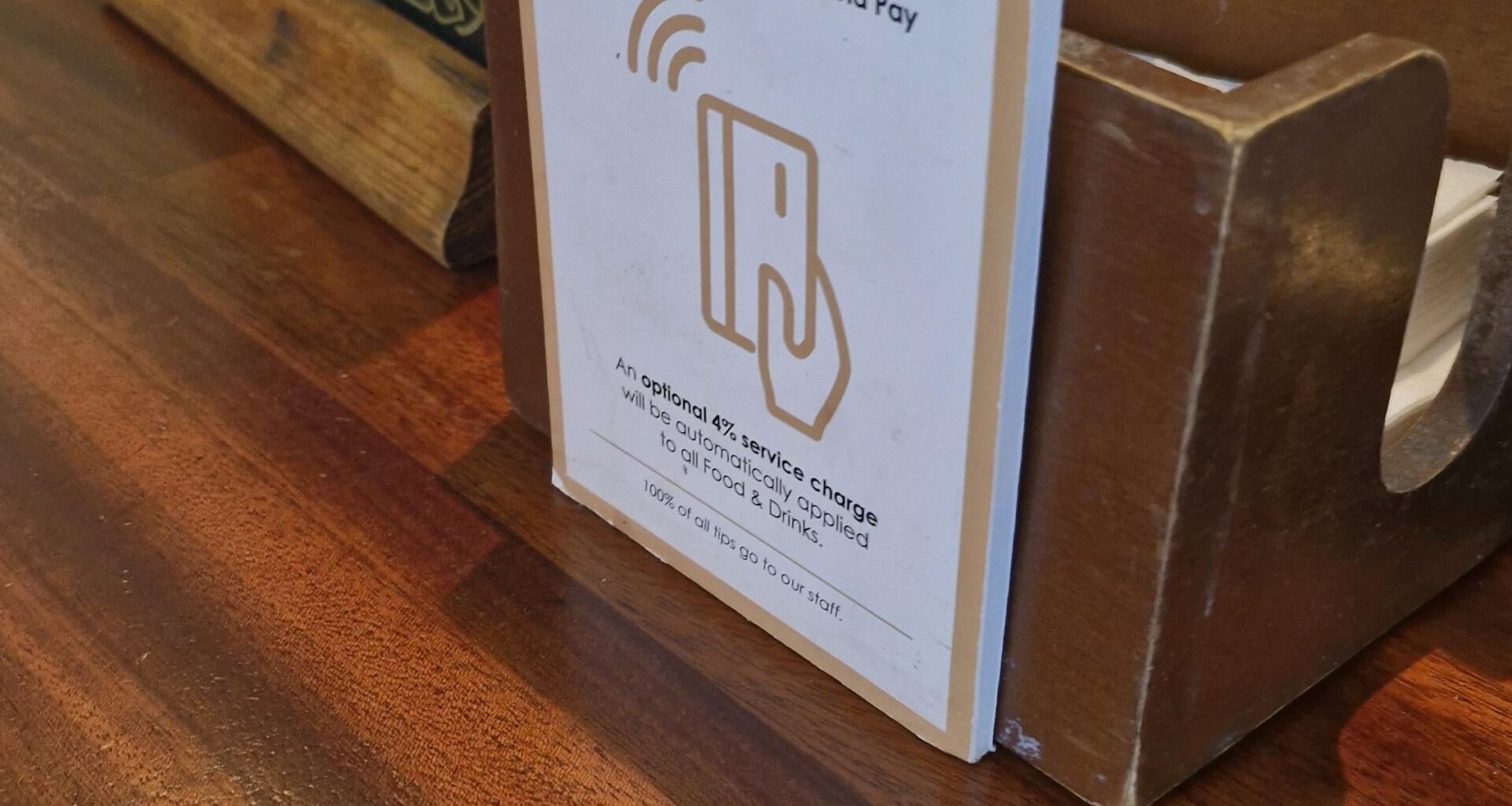 Service charge for ordering at the bar