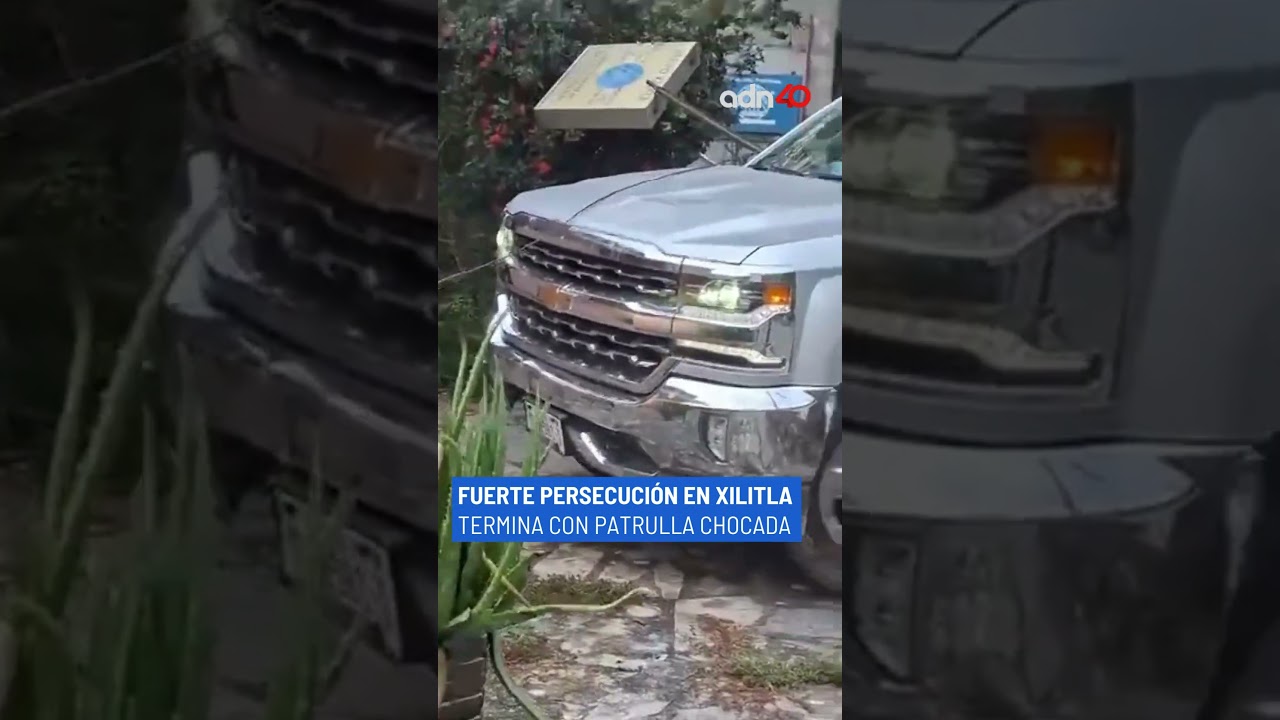 Camioneta huye en Xilitla y deja patrulla dañada en su intento por detenerla