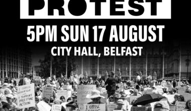 Anti-criminalisation Palestine Protest, Belfast City Hall, Sun 17th Aug 5pm