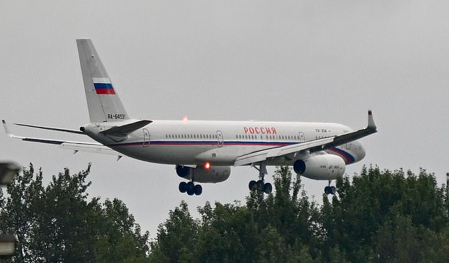 ALASKA, UNITED STATES - AUGUST 15: The plane carrying Russian President Vladimir Putin lands ahead of his meeting with US President Donald Trump at Elmendorf-Richardson Joint Base in Alaska, United States on August 15, 2025. (Photo by Fatih Aktas/Anadolu via Getty Images)