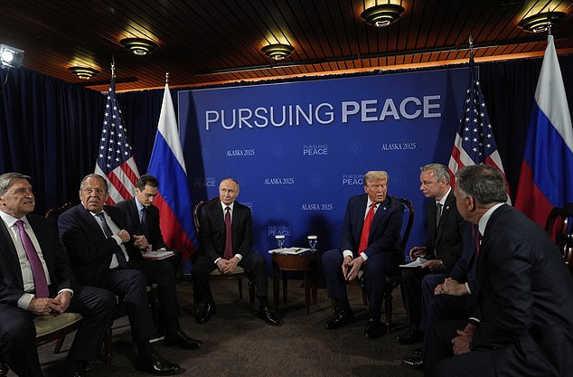 President Donald Trump meets with Russia's President Vladimir Putin Friday, Aug. 15, 2025, at Joint Base Elmendorf-Richardson, Alaska. (AP Photo/Julia Demaree Nikhinson)
