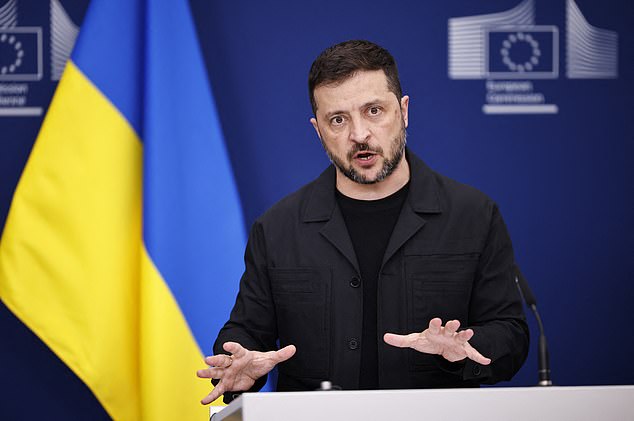 TOPSHOT - Ukraine's President Volodymyr Zelensky speaks during a joint press conference with European Commission President in Brussels, on August 17, 2025. (Photo by Simon Wohlfahrt / AFP) (Photo by SIMON WOHLFAHRT/AFP via Getty Images)
