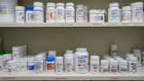 LOS ANGELES, CALIFORNIA - MAY 12: Medications are stored on shelves at a pharmacy on May 12, 2025 in Los Angeles, California. U.S. President Donald Trump today signed an executive order aimed at reducing the cost of prescription drugs and pharmaceuticals by 30% to 80%. Trump announced that his plan to lower drug prices would tie their cost to drug prices paid in foreign nations. (Photo by Eric Thayer/Getty Images)