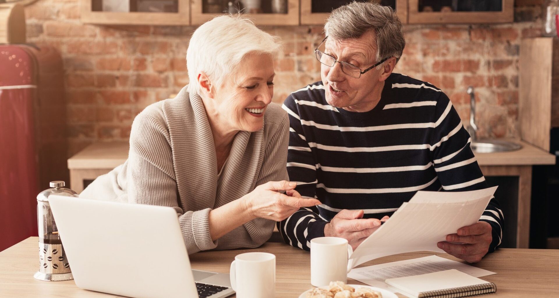 A senior couple planning their retirement, general budget and finances.