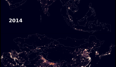 [OC] Night-time Light in Asia, 2014 vs 2024 Comparison (Updated)