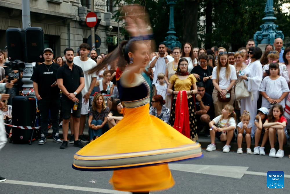 Dance Night event held on Calea Victoriei in Bucharest, Romania-Xinhua