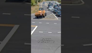 A large front-end loader had crashed on Cedar Street in Milford, MA after experiencing brake failure