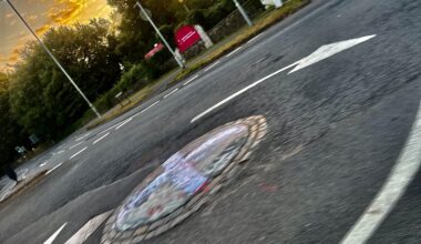 English Flag painted on a Swansea Roundabout😳