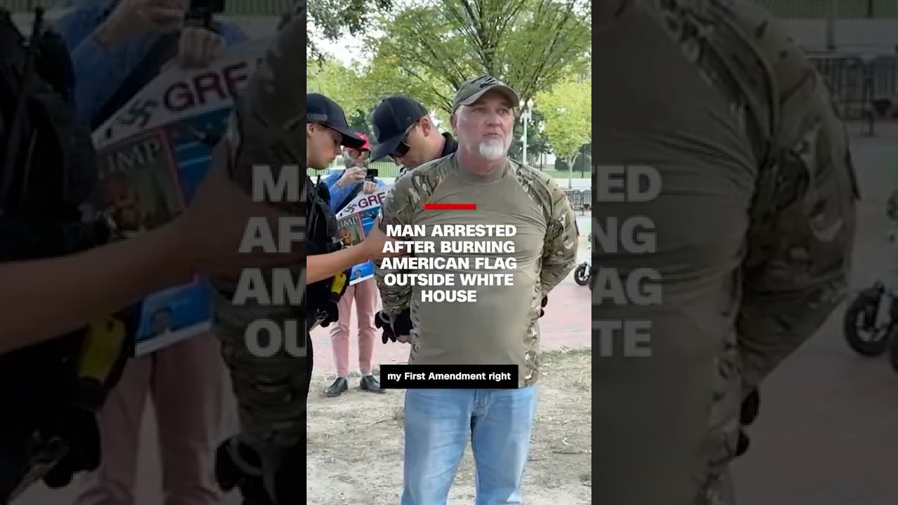 Man arrested after burning American flag outside White House