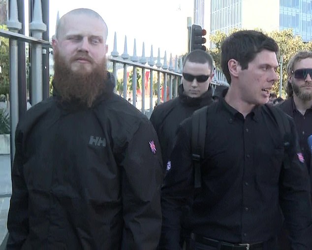 THE NEO-NAZI GROUP HAVE SPLIT AND WERE ATTEMPTING TO MARCH TO NEWTOWN AND HAVE BEEN STOPPED BY POLICE AND DIVERTED TO REDFERN WITH GRAB FROM ONE OF THE PROTESTERS SAYING YES WE ARE RACIST AND ARE PROUD
