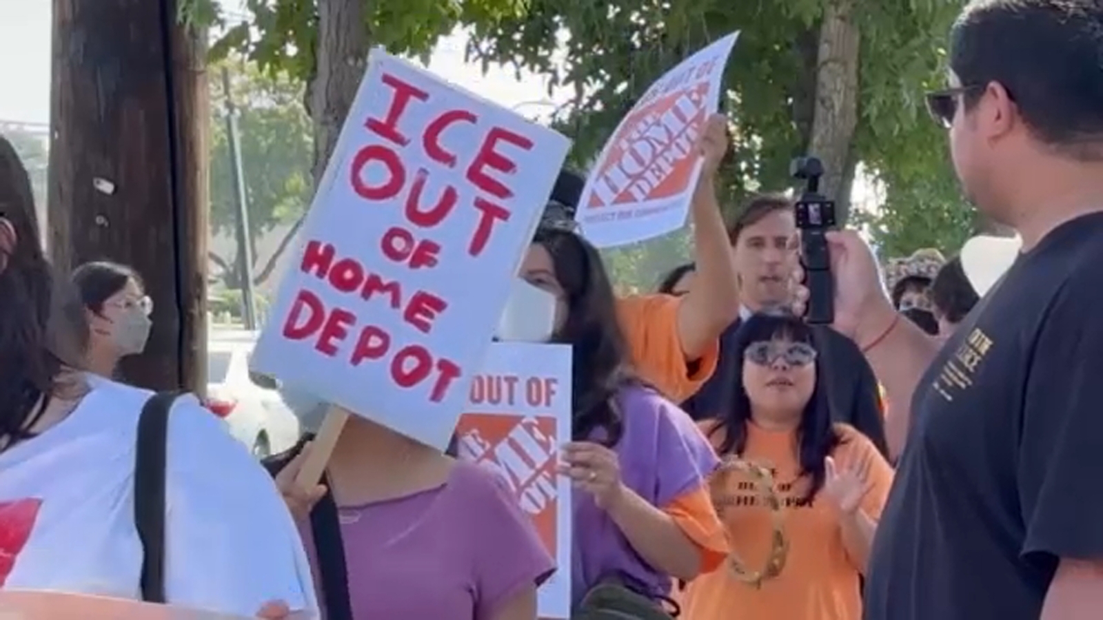 Protesters rally at Los Angeles-area Home Depot locations against ongoing ICE raids