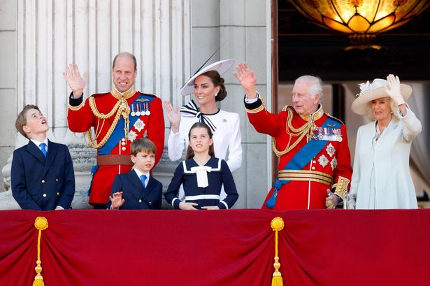Photo of the British Royal Family waving to the crowd from the balcony of Buckingham Palace, June 2024