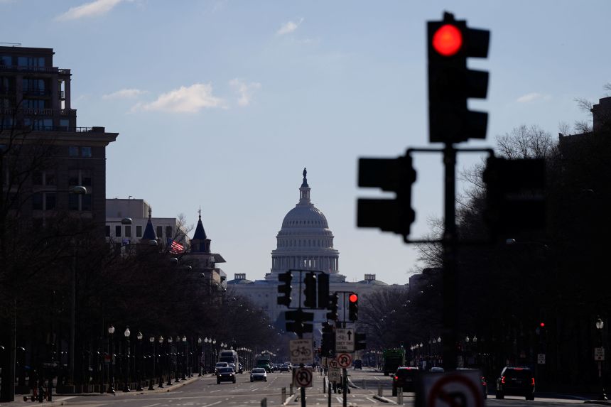 The Dome of the U.S. Capitol is seen along Pennsylvania Avenue, after U.S. President Donald Trump threw his support behind calls for a federal government takeover of the U.S. capital, in Washington, D.C. on February 21, 2025.
