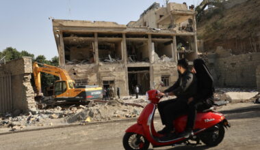A view shows the aftermath of an Israeli strike on Evin Prison, in Tehran