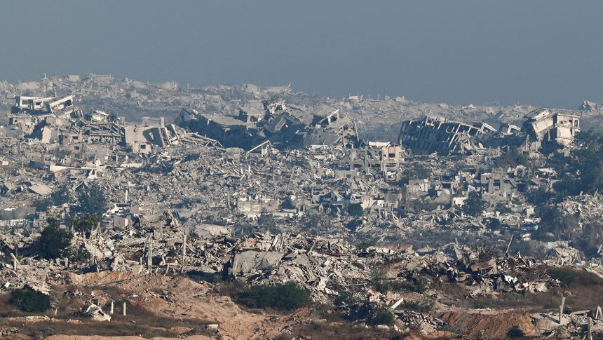 Damaged buildings and ruins are seen in northern Gaza on July 7.