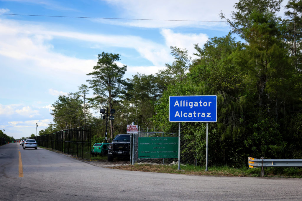 Exterior of "Alligator Alcatraz" ICE detention center in Ochopee