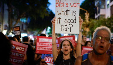 Protest demanding release of hostages held in Gaza, in Tel Aviv