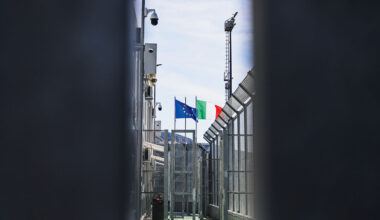 Shengjin migrant processing centre in Albania.