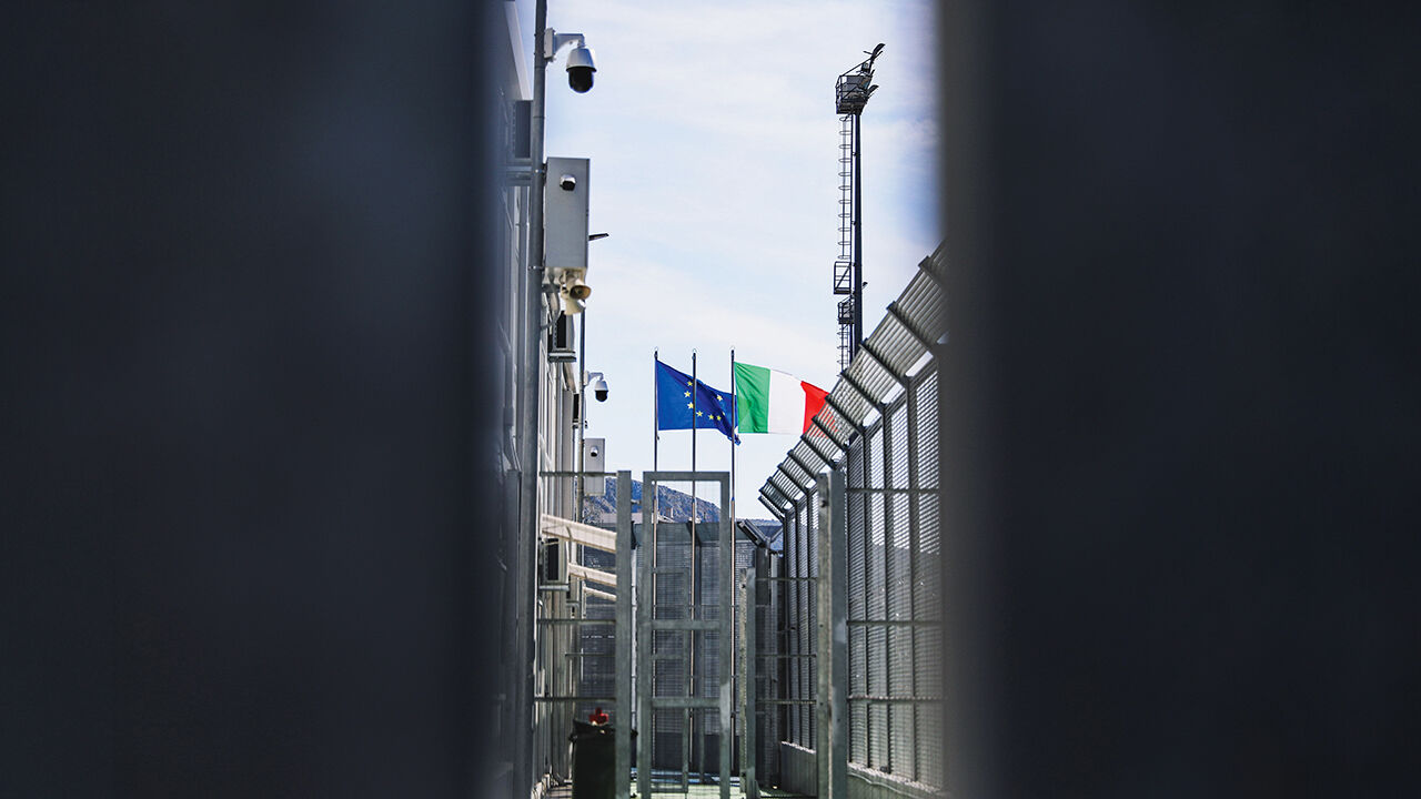 Shengjin migrant processing centre in Albania.