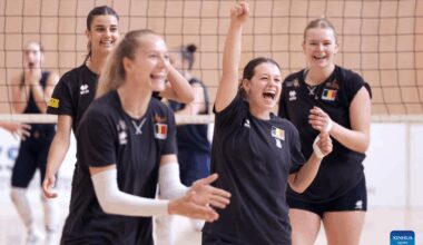 Friendly volleyball match: Slovenia vs. Belgium-Xinhua