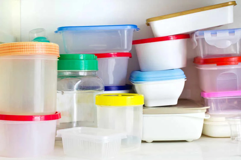 Reusable plastic container in the larder