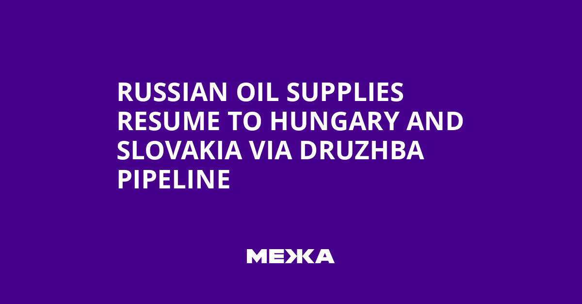 Russian Oil Supplies Resume to Hungary and Slovakia via Druzhba Pipeline | Ukraine news
