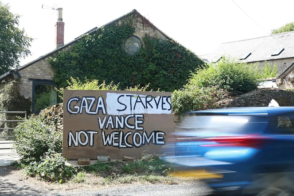 Local media described a crowd of between 50 to 100 people gathering in the nearby village of Charlbury, as they said he was “simply not welcome here”. (Reuters)