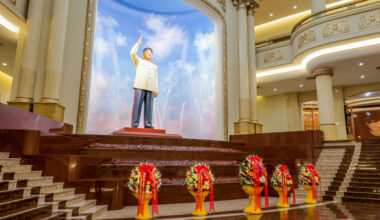 North Korean leader Kim Jong-un visits the Victorious Fatherland Liberation War Museum on July 26 to mark the 72nd anniversary of the Korean War armistice, the Korean Central News Agency reported on July 27. [YONHAP]