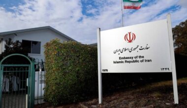 CANBERRA: The Iranian national flag flies over the Iranian Embassy on Aug 26, 2025. - AFP