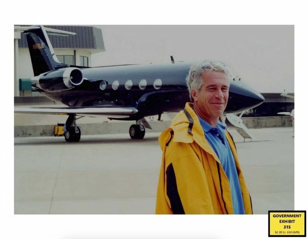 Jeffrey Epstein in front of the so-called Lolita Express private jet that allegedly taxied him, his 'clients' and young girls to his private island in the U.S. Virgin Islands