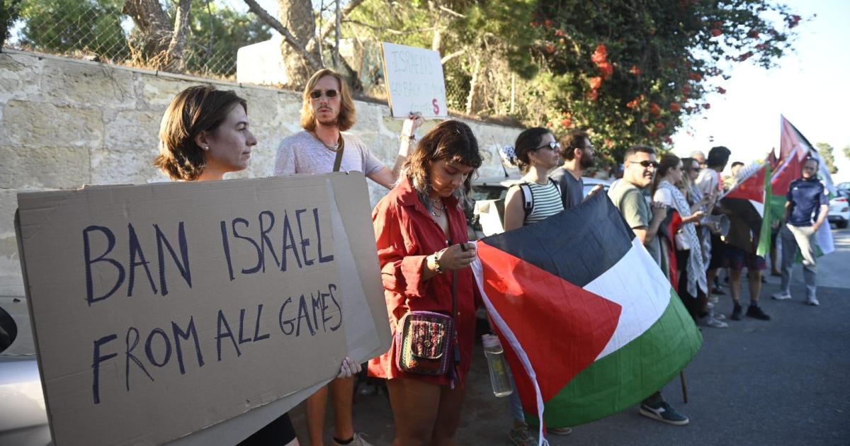 Activists protest over Gaza genocide ahead of Israeli team's match in Malta