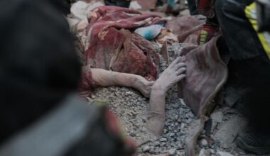 NSFW. Pictures of the recovery of bodies from the destroyed apartment in Svyatoshynskyi district of Kyiv. The entrance was struck by a Russian ballistic; officials report 28 people total were killed in the air attack with the youngest victims aged 3, 6, and 17.