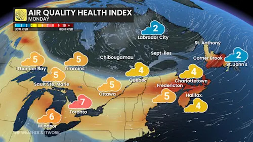 Air quality forecast Monday August 4 2025