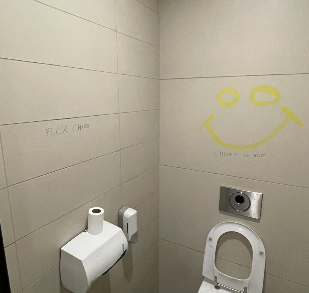 Hateful graffiti targeting Chinese tourists inside Oslo Airport