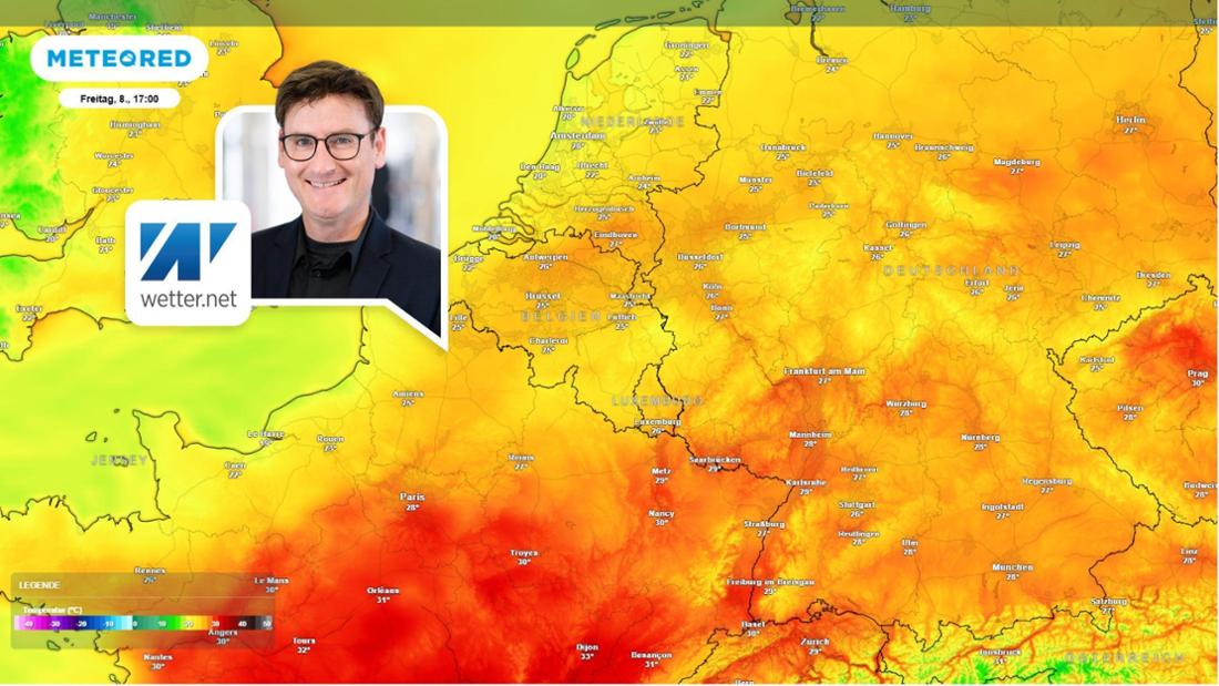 Die Temperaturen am Freitag (8. August). 