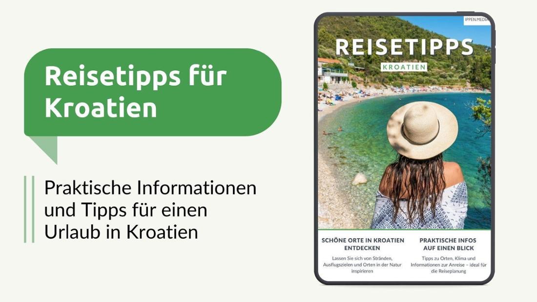 Die erste Seite des PDFs Reisetipps für Kroatien (Montage)
