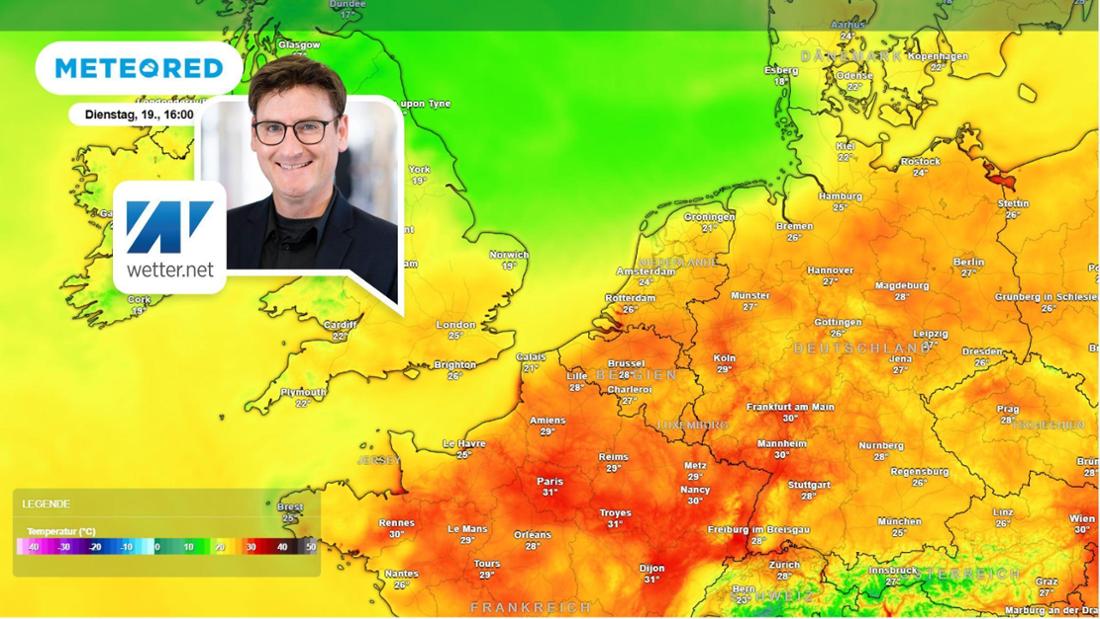 Die Temperaturen am Dienstag (19. August).