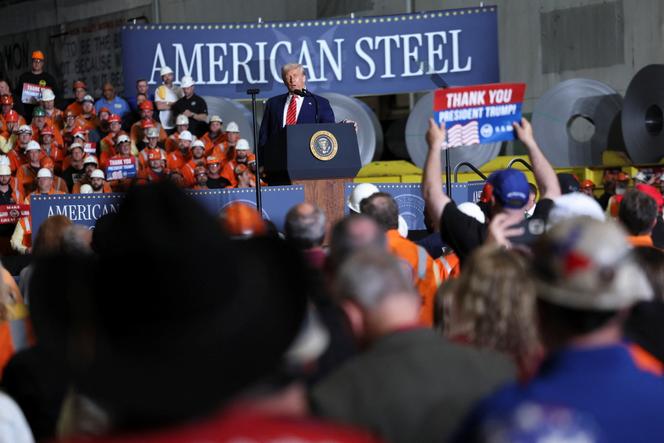 Donald Trump during his visit to the Mon Valley Works-Irvin plant owned by US Steel, in West Mifflin, Pennsylvania, on May 30, 2025.