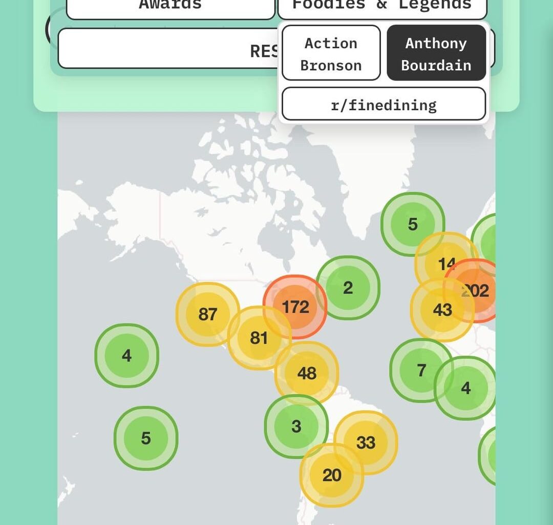 [OC] I mapped out every restaurant Anthony Bourdain has been to
