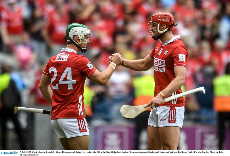 Cork forwards Shane Kingston and Brian Hayes at Croke Park. Picture: John Sheridan/Sportsfile