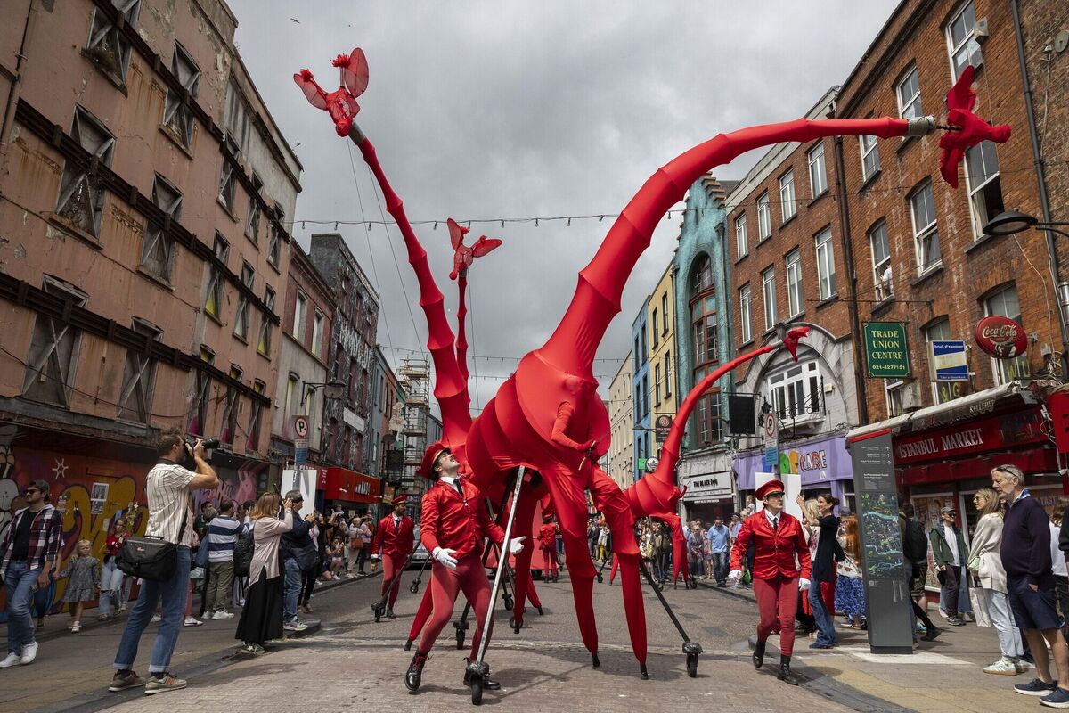 Les Girafes - An Animal Operetta from Compagnie during the closing event for this year's Cork Midsummer Festival. 'The festival turns the city into a stage.' Picture: Clare Keogh