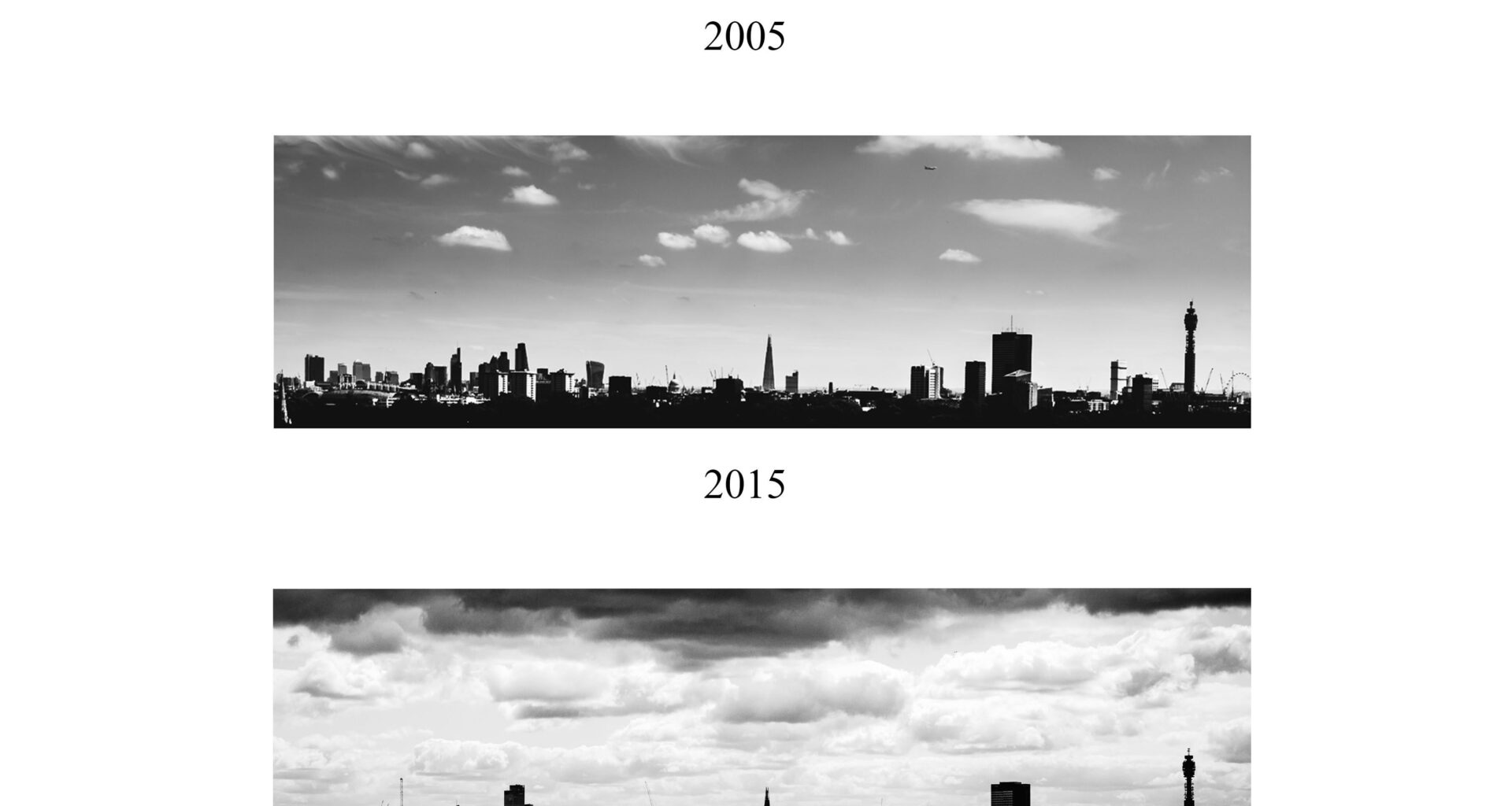 Change in the London skyline over the past 20 years